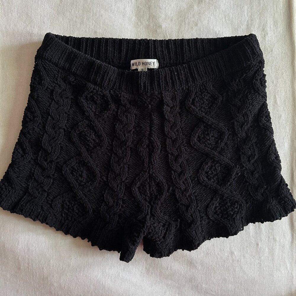 Wild Honey Chenille Cable Knit High-Rise Soft & Cozy Lounge Shorts